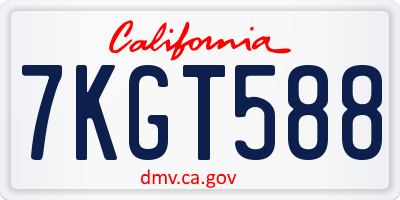CA license plate 7KGT588