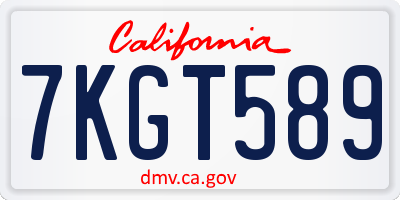 CA license plate 7KGT589