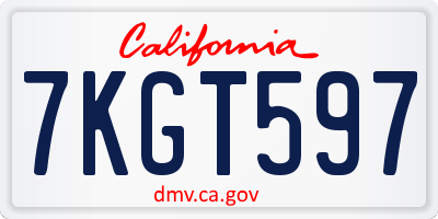 CA license plate 7KGT597