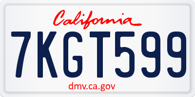 CA license plate 7KGT599
