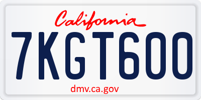 CA license plate 7KGT600