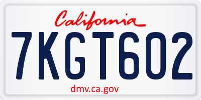 CA license plate 7KGT602