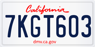CA license plate 7KGT603