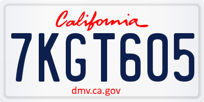 CA license plate 7KGT605
