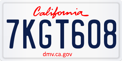CA license plate 7KGT608