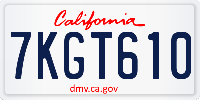 CA license plate 7KGT610