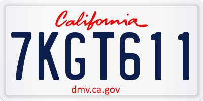 CA license plate 7KGT611