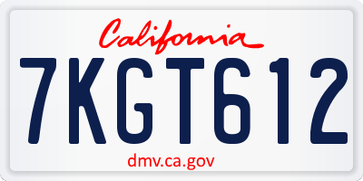 CA license plate 7KGT612