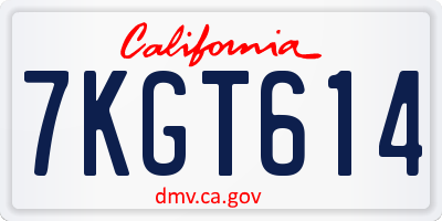 CA license plate 7KGT614