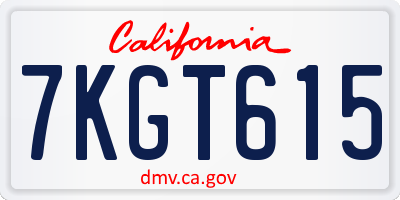CA license plate 7KGT615