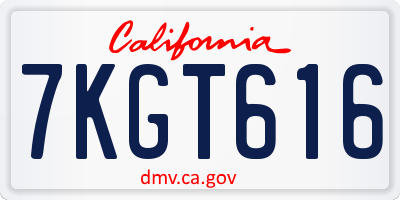 CA license plate 7KGT616