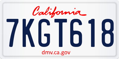 CA license plate 7KGT618