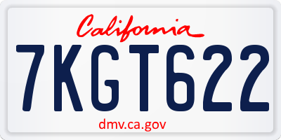 CA license plate 7KGT622