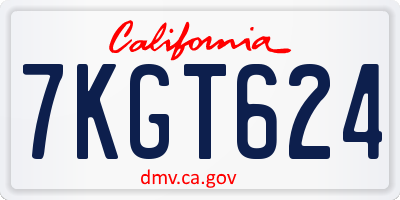 CA license plate 7KGT624