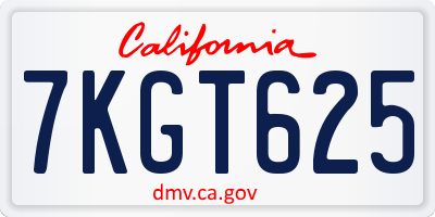 CA license plate 7KGT625