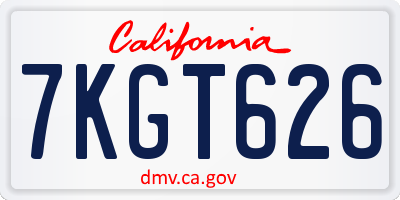 CA license plate 7KGT626