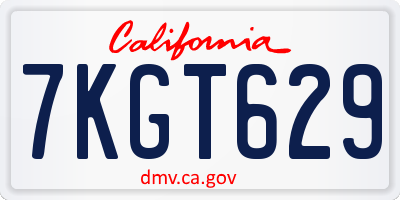 CA license plate 7KGT629