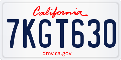 CA license plate 7KGT630