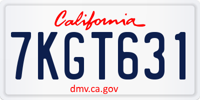 CA license plate 7KGT631