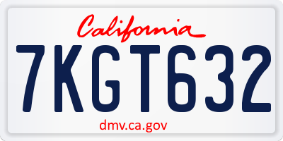 CA license plate 7KGT632
