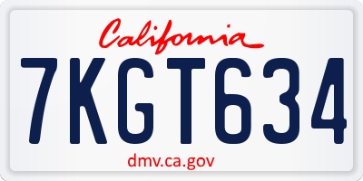 CA license plate 7KGT634
