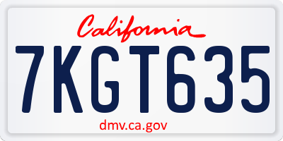 CA license plate 7KGT635