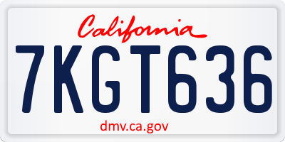 CA license plate 7KGT636
