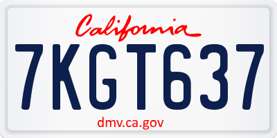 CA license plate 7KGT637