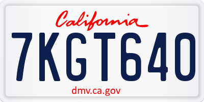 CA license plate 7KGT640