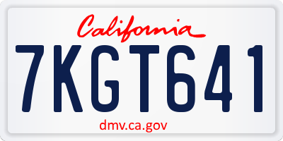CA license plate 7KGT641
