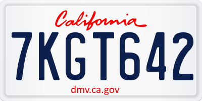 CA license plate 7KGT642