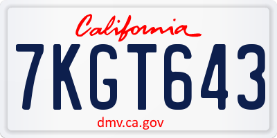 CA license plate 7KGT643