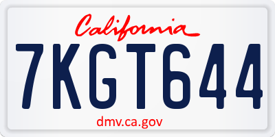 CA license plate 7KGT644