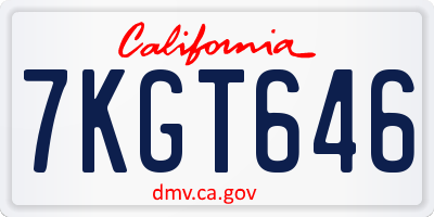 CA license plate 7KGT646