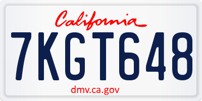 CA license plate 7KGT648