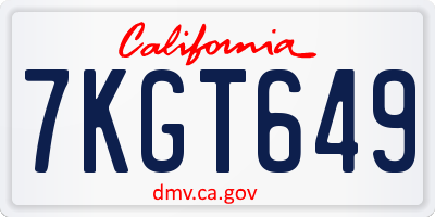 CA license plate 7KGT649