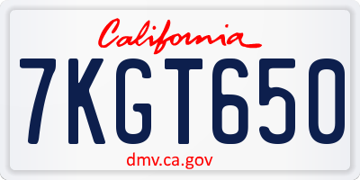CA license plate 7KGT650