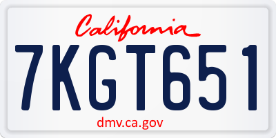 CA license plate 7KGT651