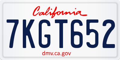 CA license plate 7KGT652