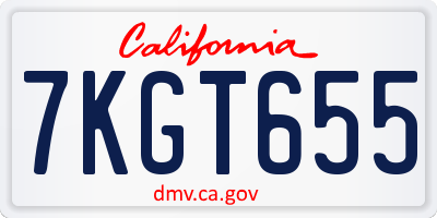 CA license plate 7KGT655