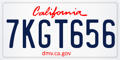 CA license plate 7KGT656