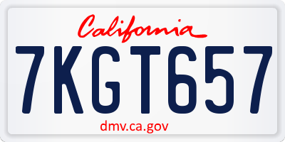 CA license plate 7KGT657