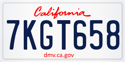 CA license plate 7KGT658