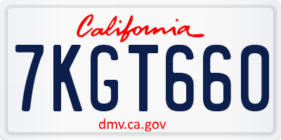 CA license plate 7KGT660