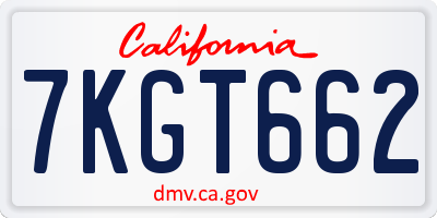CA license plate 7KGT662