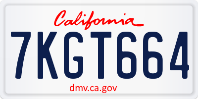 CA license plate 7KGT664