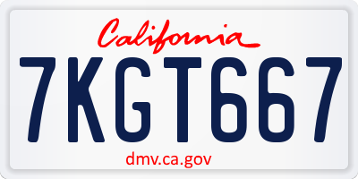 CA license plate 7KGT667