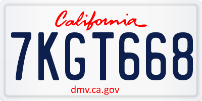 CA license plate 7KGT668