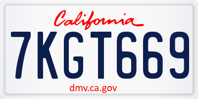 CA license plate 7KGT669