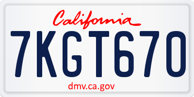 CA license plate 7KGT670
